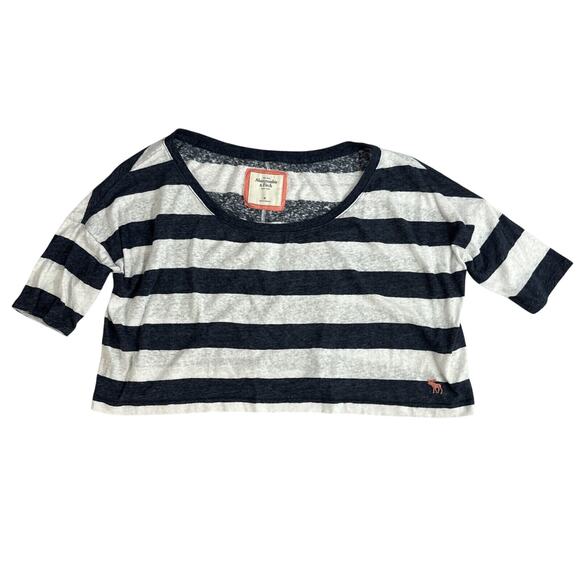Abercrombie & Fitch Shirt Womens size Medium Striped Boxy Crop Top - Picture 1 of 6